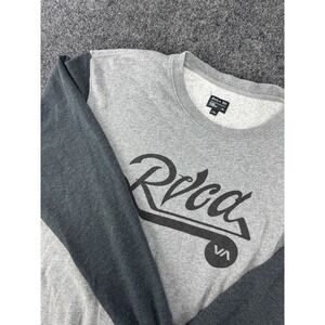 RVCA Mens XL Crewneck Sweatshirt Gray Logo Graphic Pullover Skate Surf
